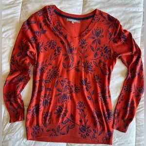 XS lightweight burnt orange and indigo sweater